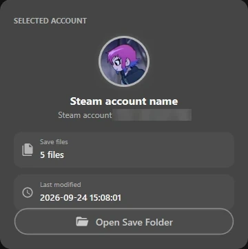 Create Backup: Selected account