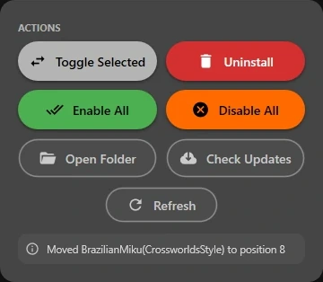 Mod Manager: Actions